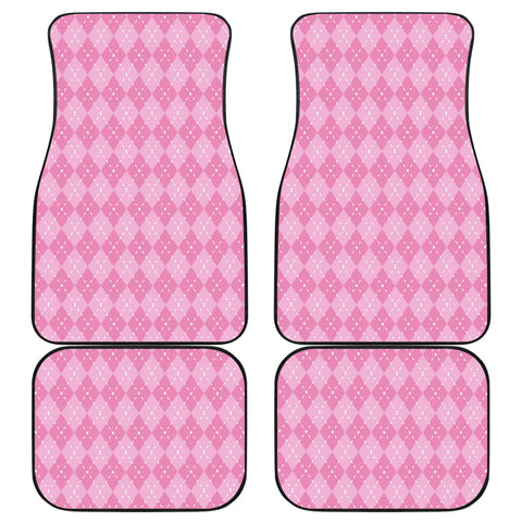 Pink Argyle Car Floor Mats Set 4