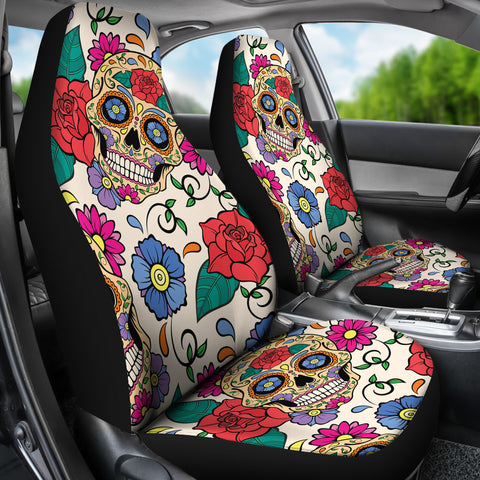 Flower Sugar Skull Car Seat Covers The Swag Exchange